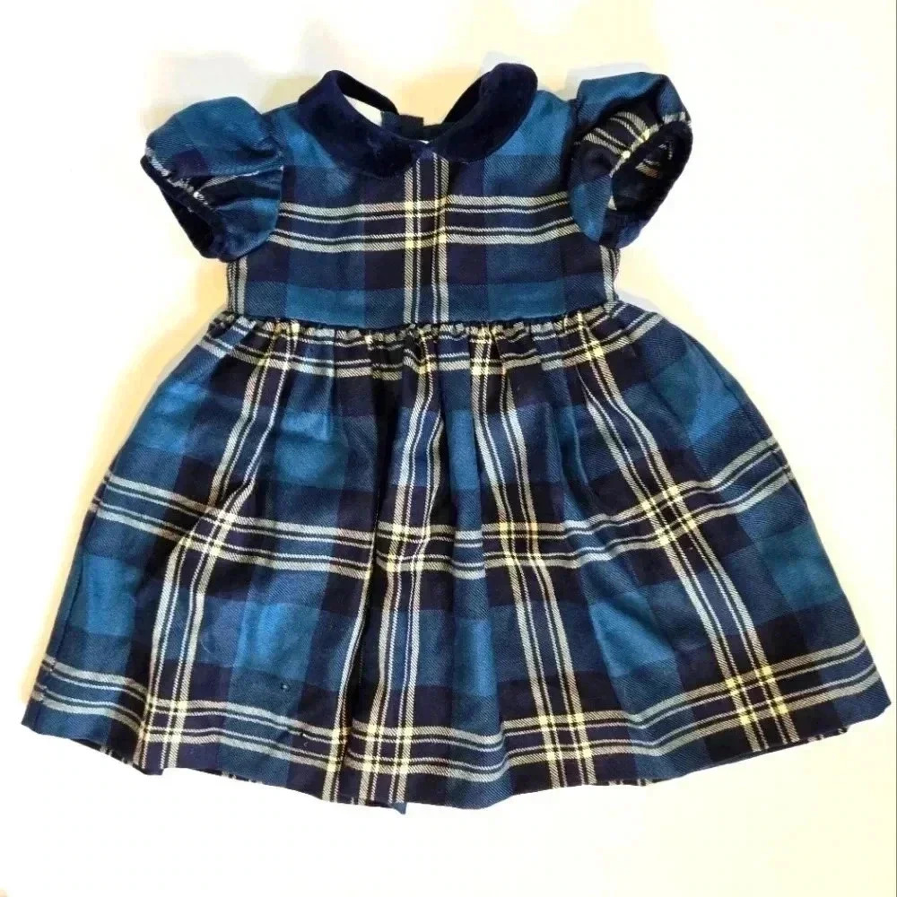 Papo D'anjo wool plaid girls winter Christmas dress blue size 18M